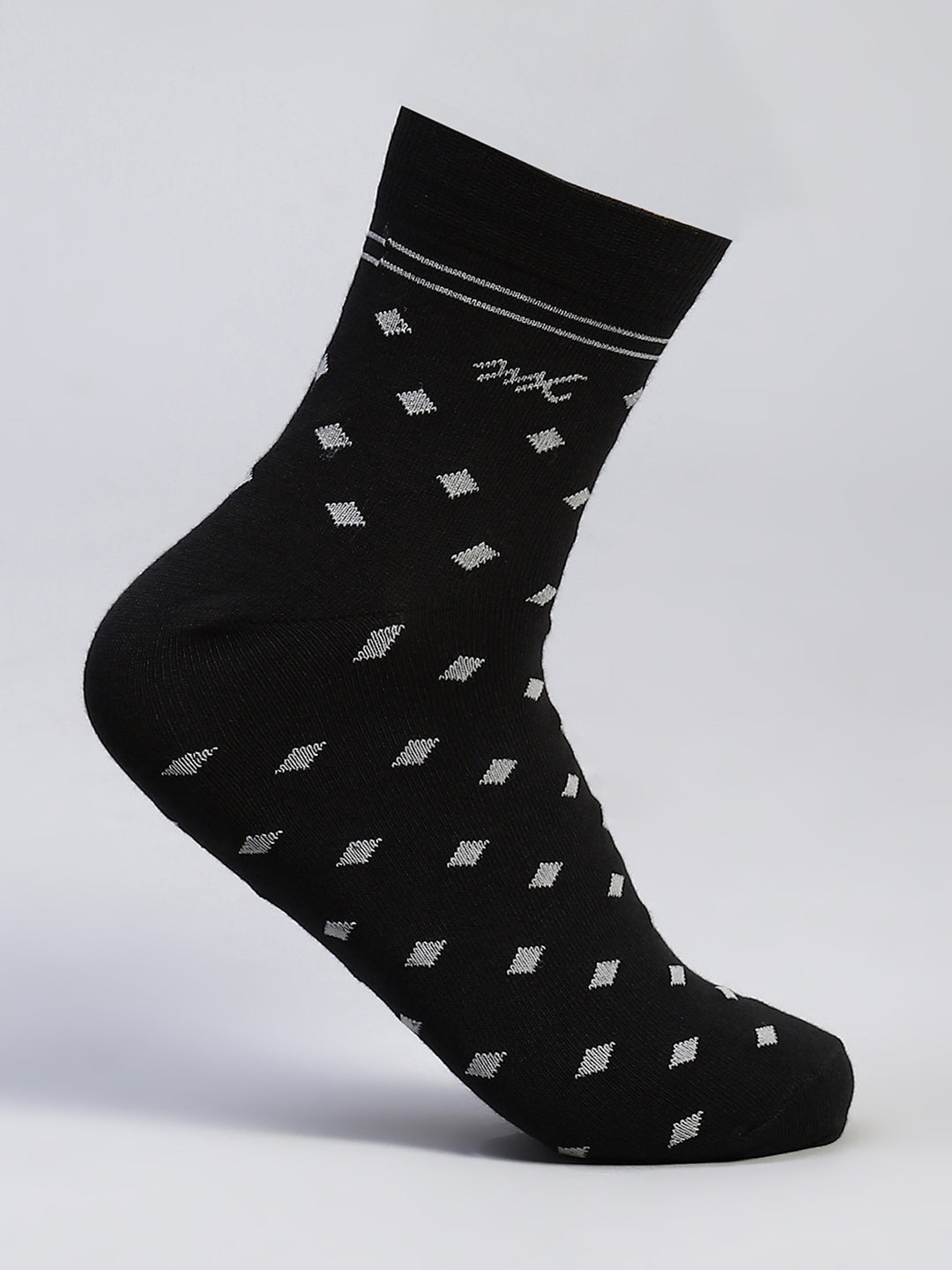 Men Cotton Blend Self Design Crew Length Socks (Pack of 3)