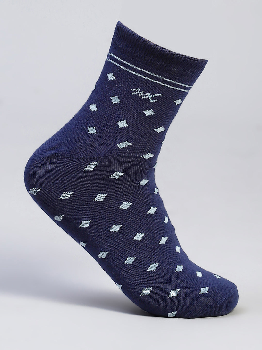 Men Cotton Blend Self Design Crew Length Socks (Pack of 3)