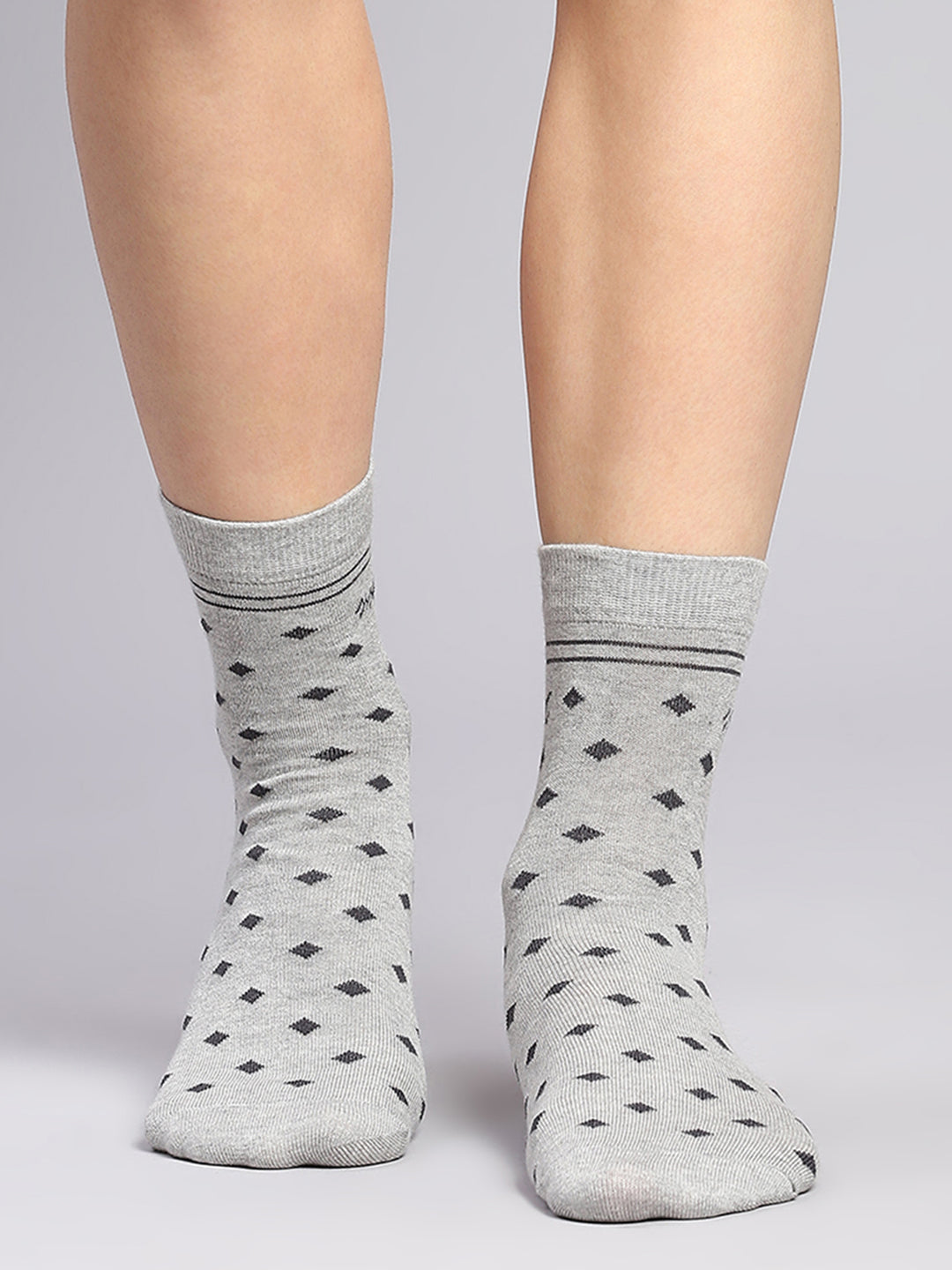 Men Cotton Blend Self Design Crew Length Socks (Pack of 3)