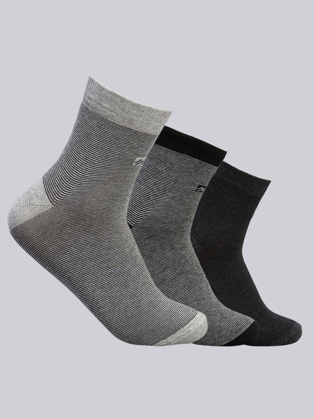 Men Cotton Blend Self Design Crew Length Socks (Pack of 3)