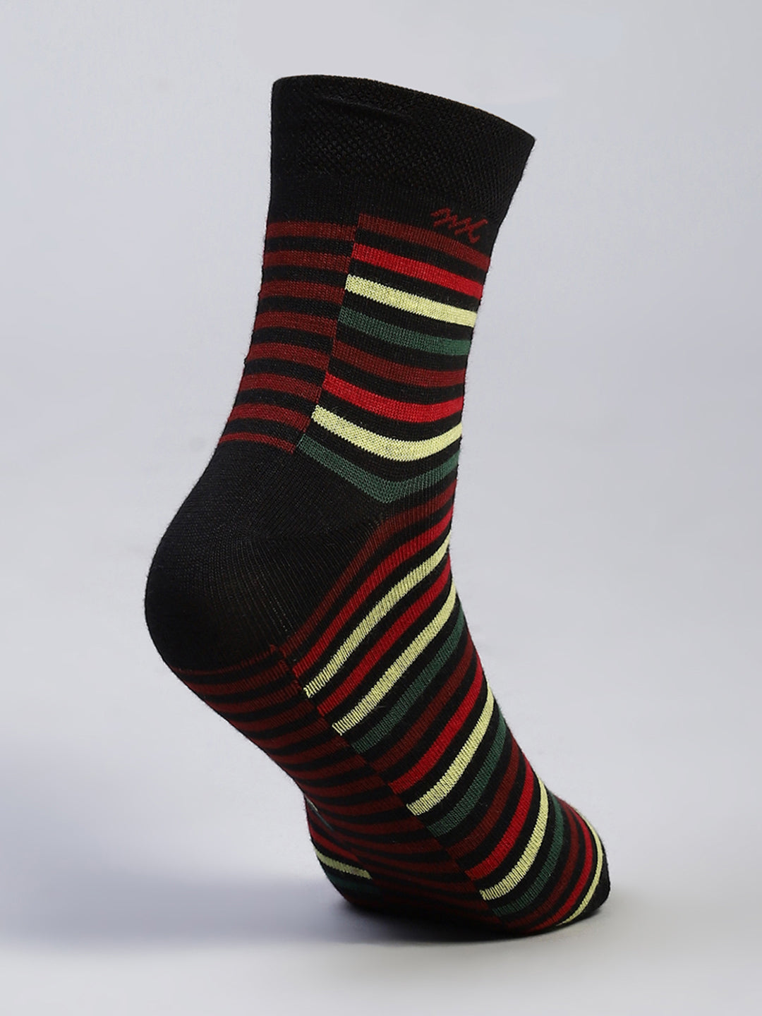 Men Cotton Blend Self Design Crew Length Socks (Pack of 3)