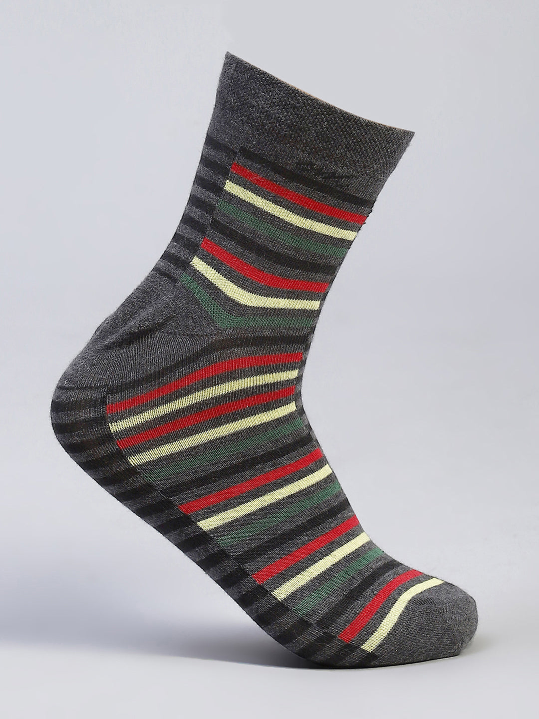 Men Cotton Blend Self Design Crew Length Socks (Pack of 3)