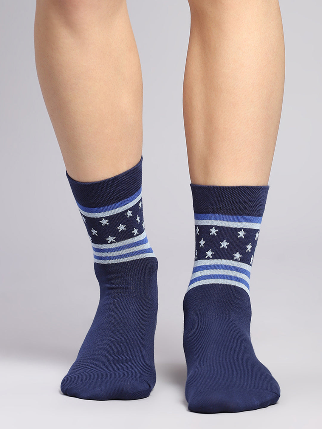 Men Cotton Blend Self Design Crew Length Socks (Pack of 3)