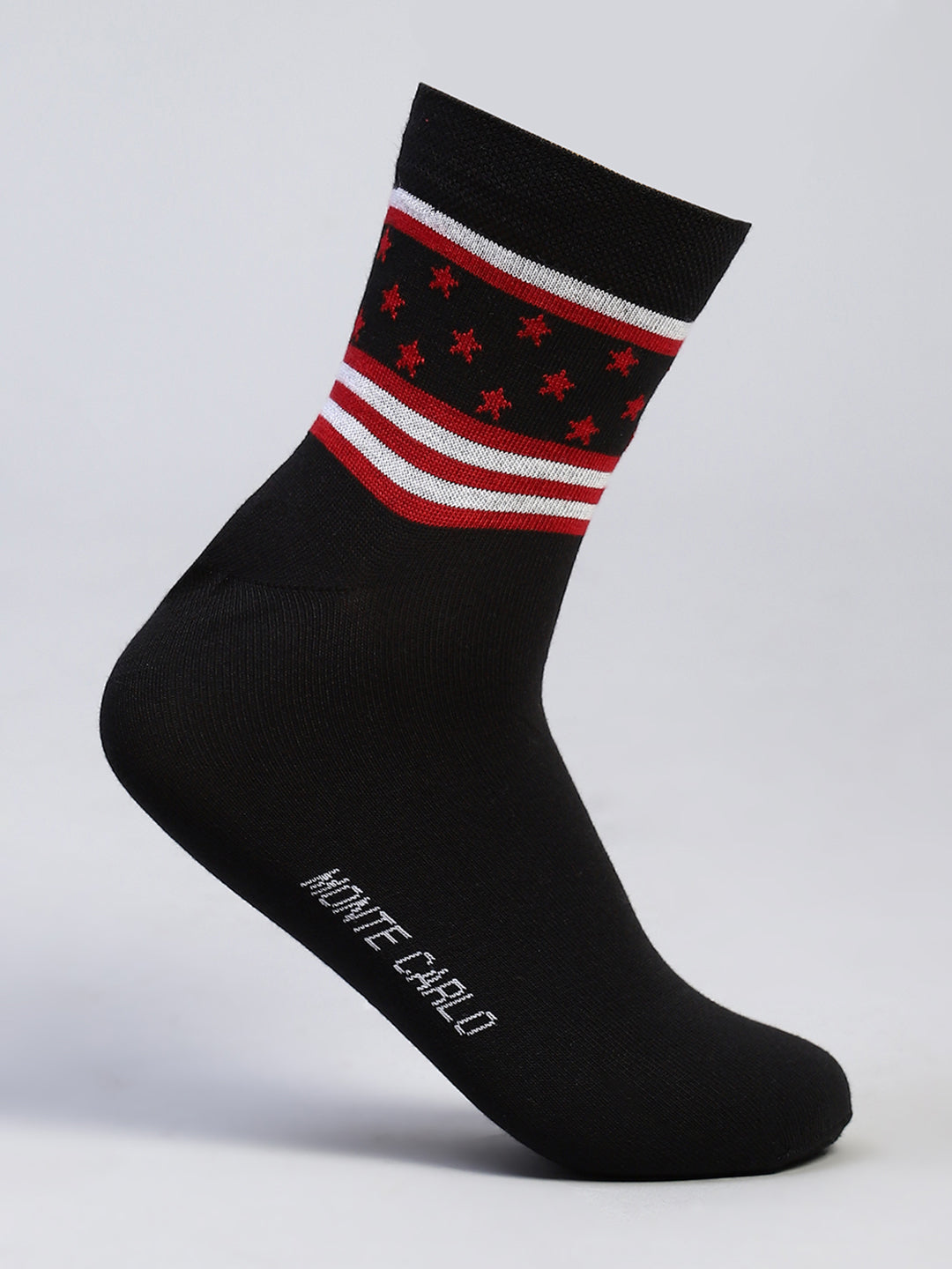Men Cotton Blend Self Design Crew Length Socks (Pack of 3)
