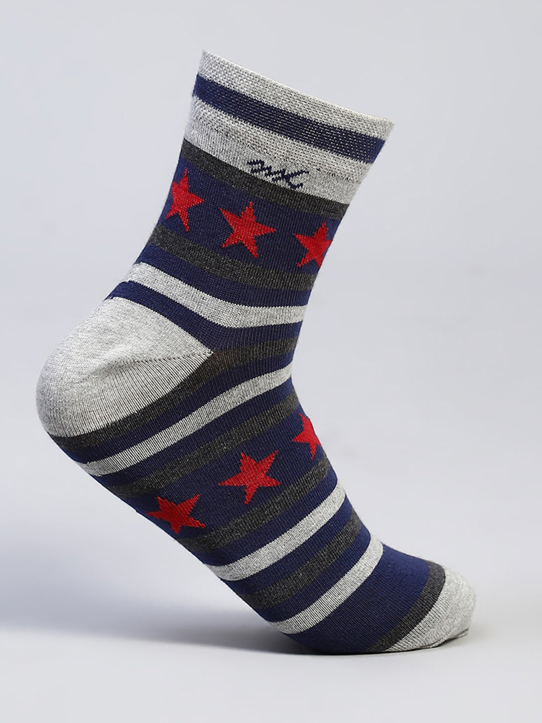 Men Cotton Blend Self Design Crew Length Socks (Pack of 3)