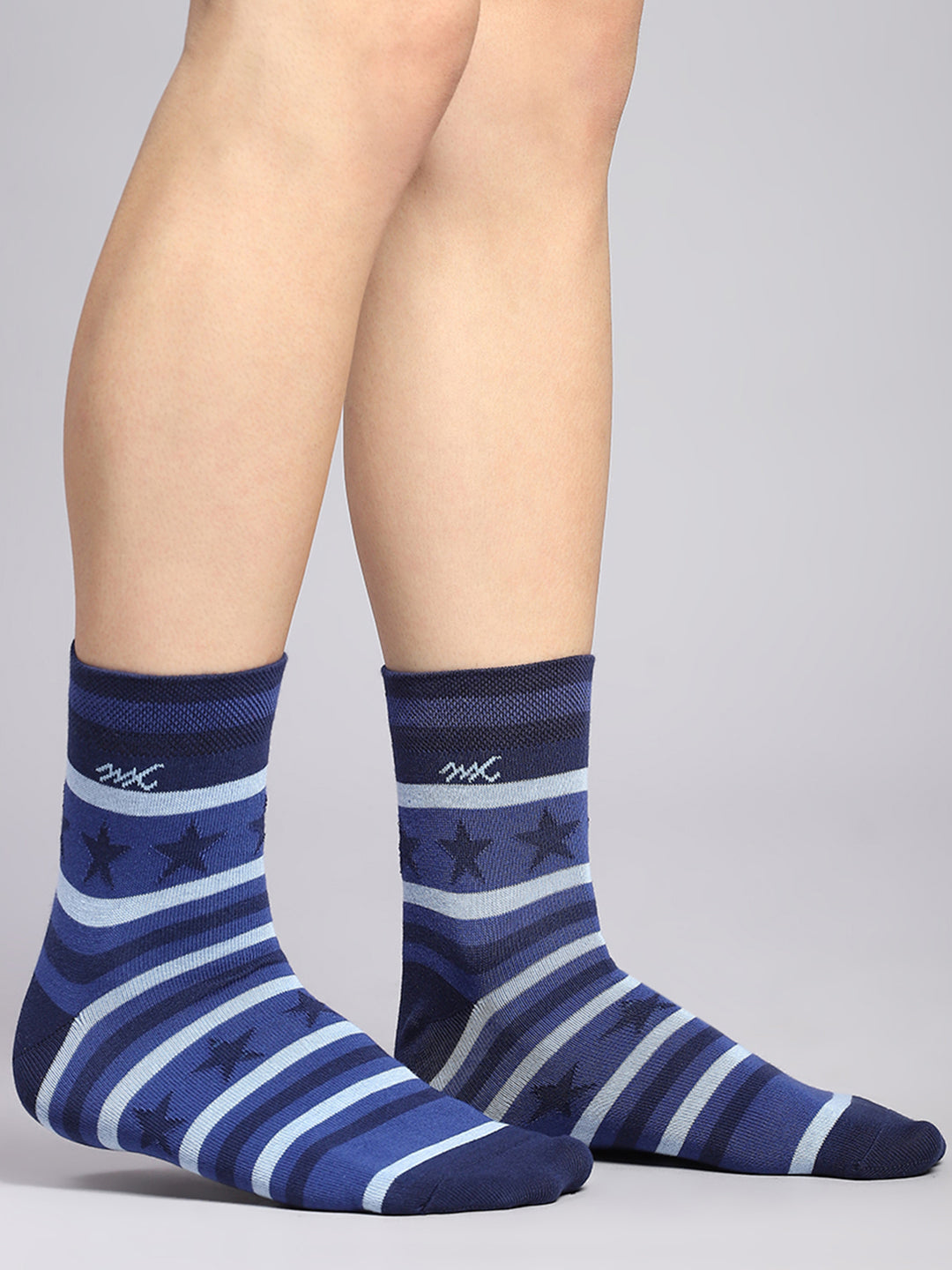 Men Cotton Blend Self Design Crew Length Socks (Pack of 3)
