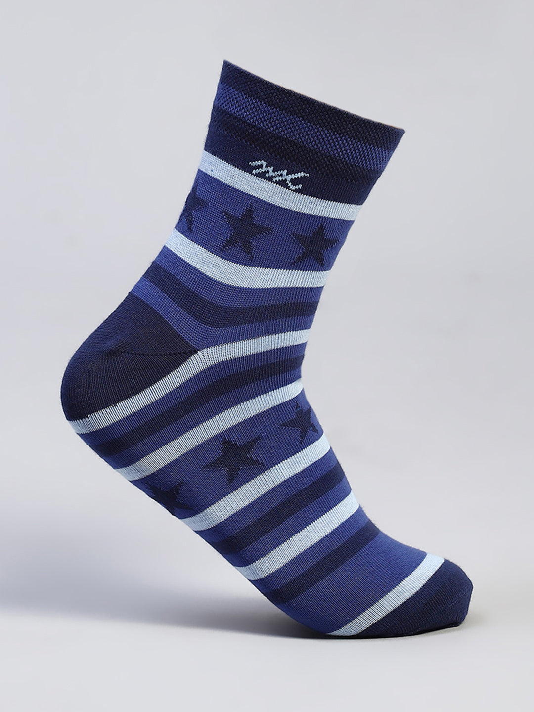 Men Cotton Blend Self Design Crew Length Socks (Pack of 3)