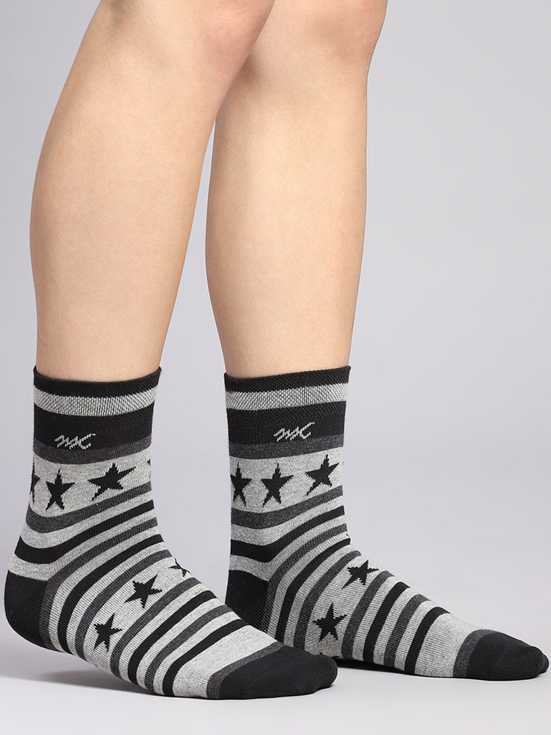 Men Cotton Blend Self Design Crew Length Socks (Pack of 3)
