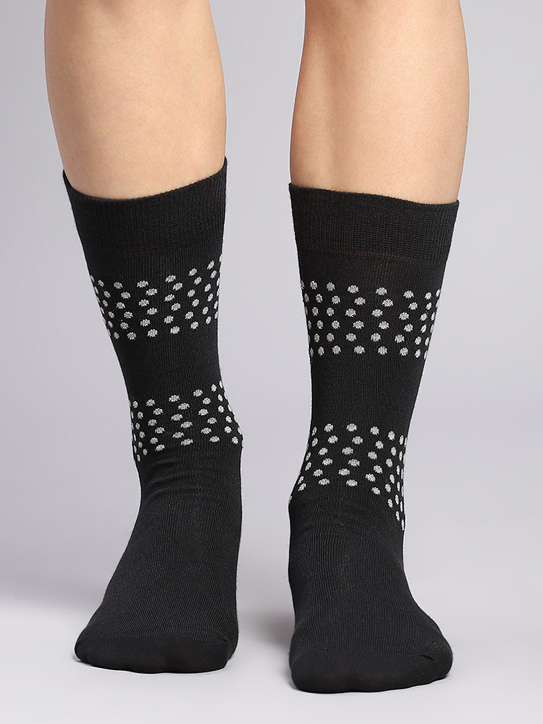 Men Cotton Blend Self Design Calf Length Socks (Pack of 3)