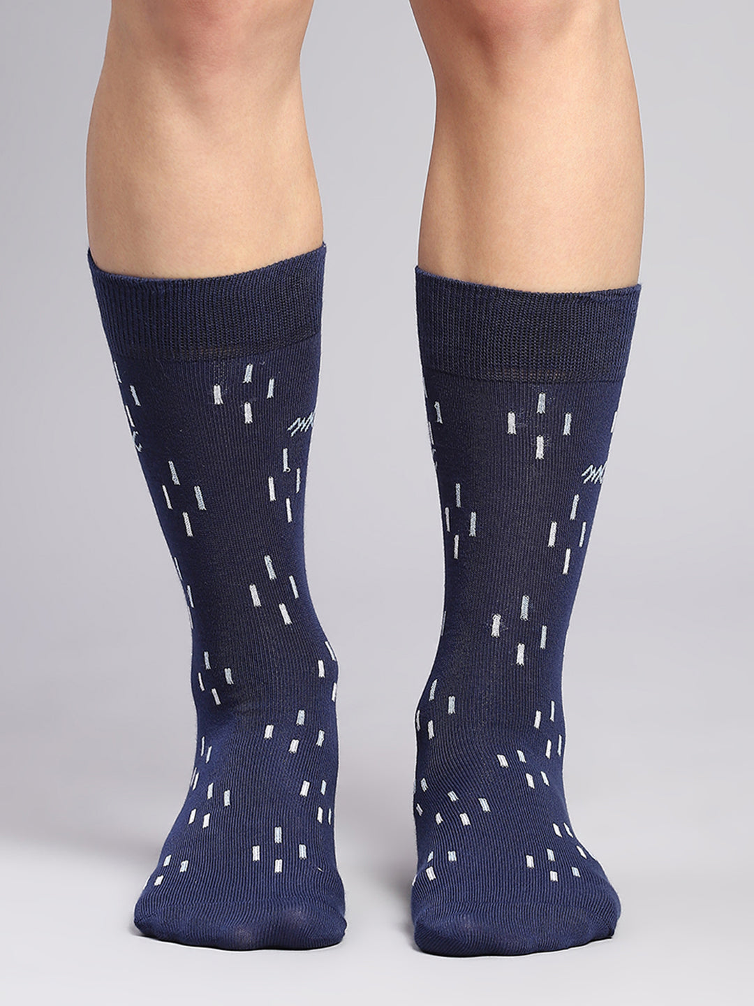 Men Cotton Blend Self Design Calf Length Socks (Pack of 3)