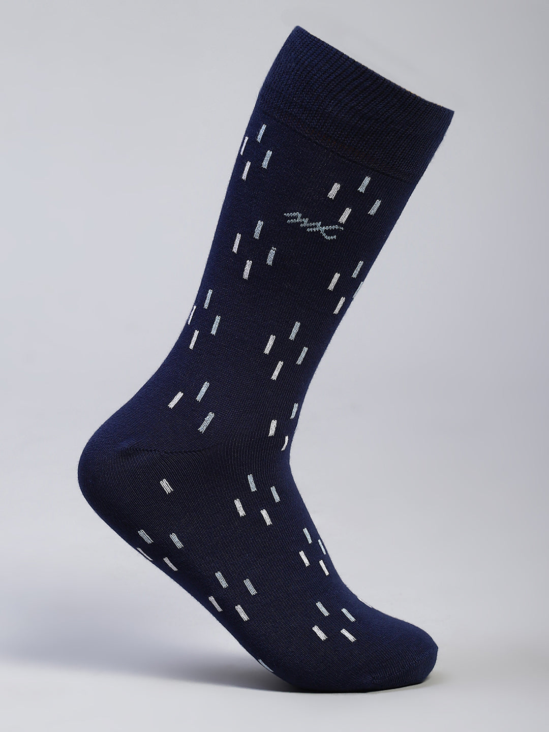 Men Cotton Blend Self Design Calf Length Socks (Pack of 3)