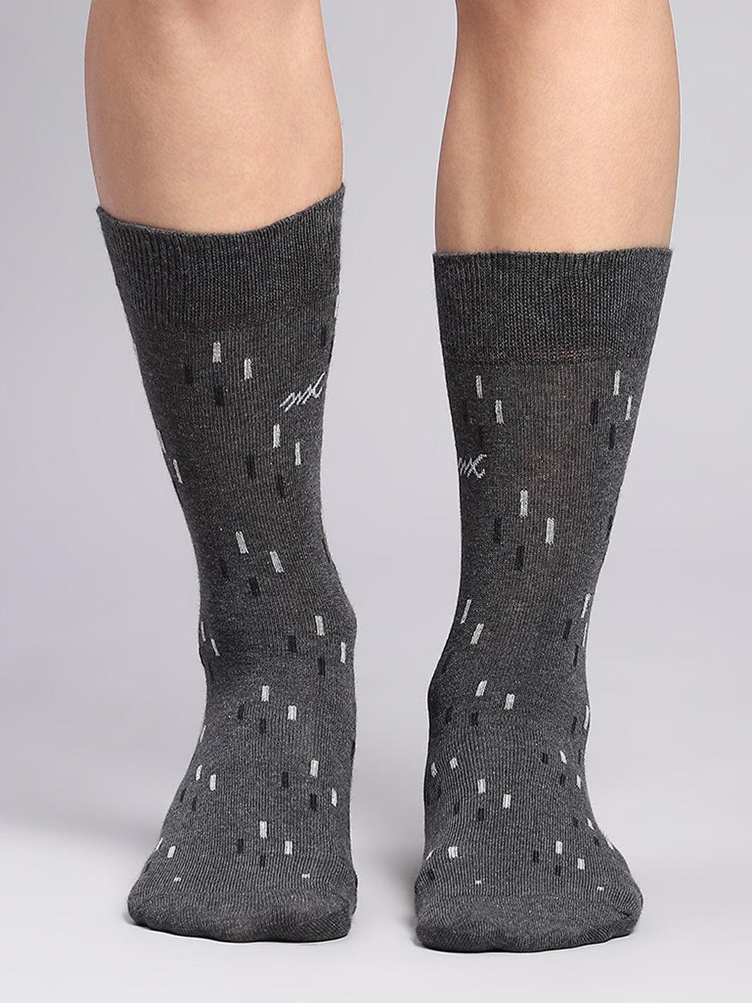 Men Cotton Blend Self Design Calf Length Socks (Pack of 3)