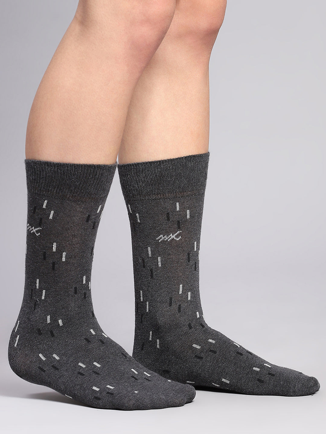 Men Cotton Blend Self Design Calf Length Socks (Pack of 3)