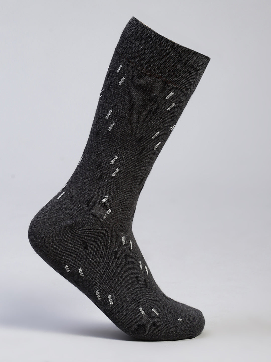 Men Cotton Blend Self Design Calf Length Socks (Pack of 3)