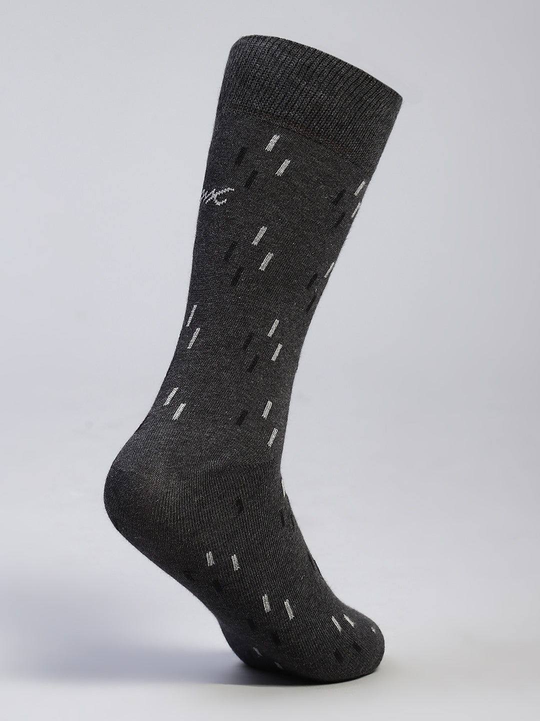 Men Cotton Blend Self Design Calf Length Socks (Pack of 3)