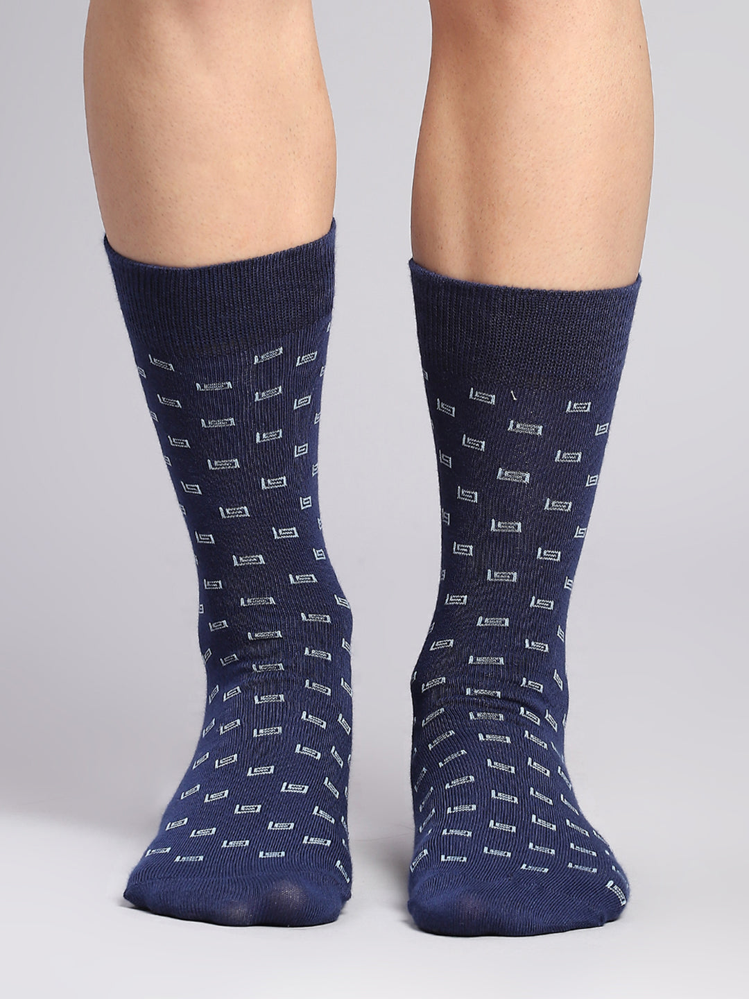 Men Cotton Blend Self Design Calf Length Socks (Pack of 3)