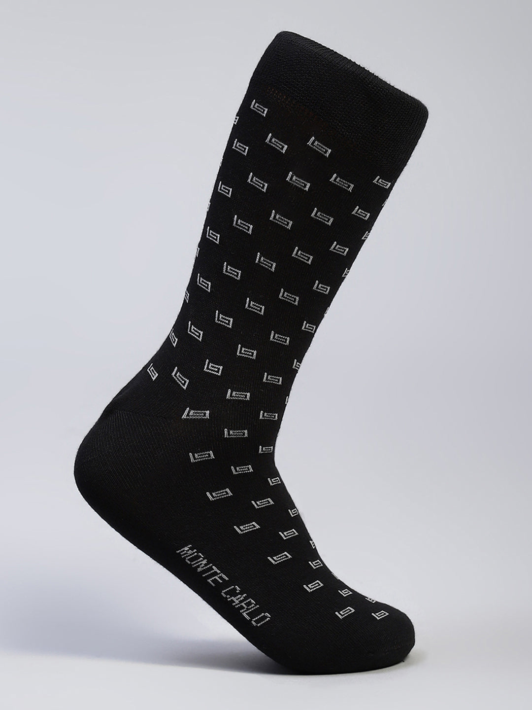 Men Cotton Blend Self Design Calf Length Socks (Pack of 3)