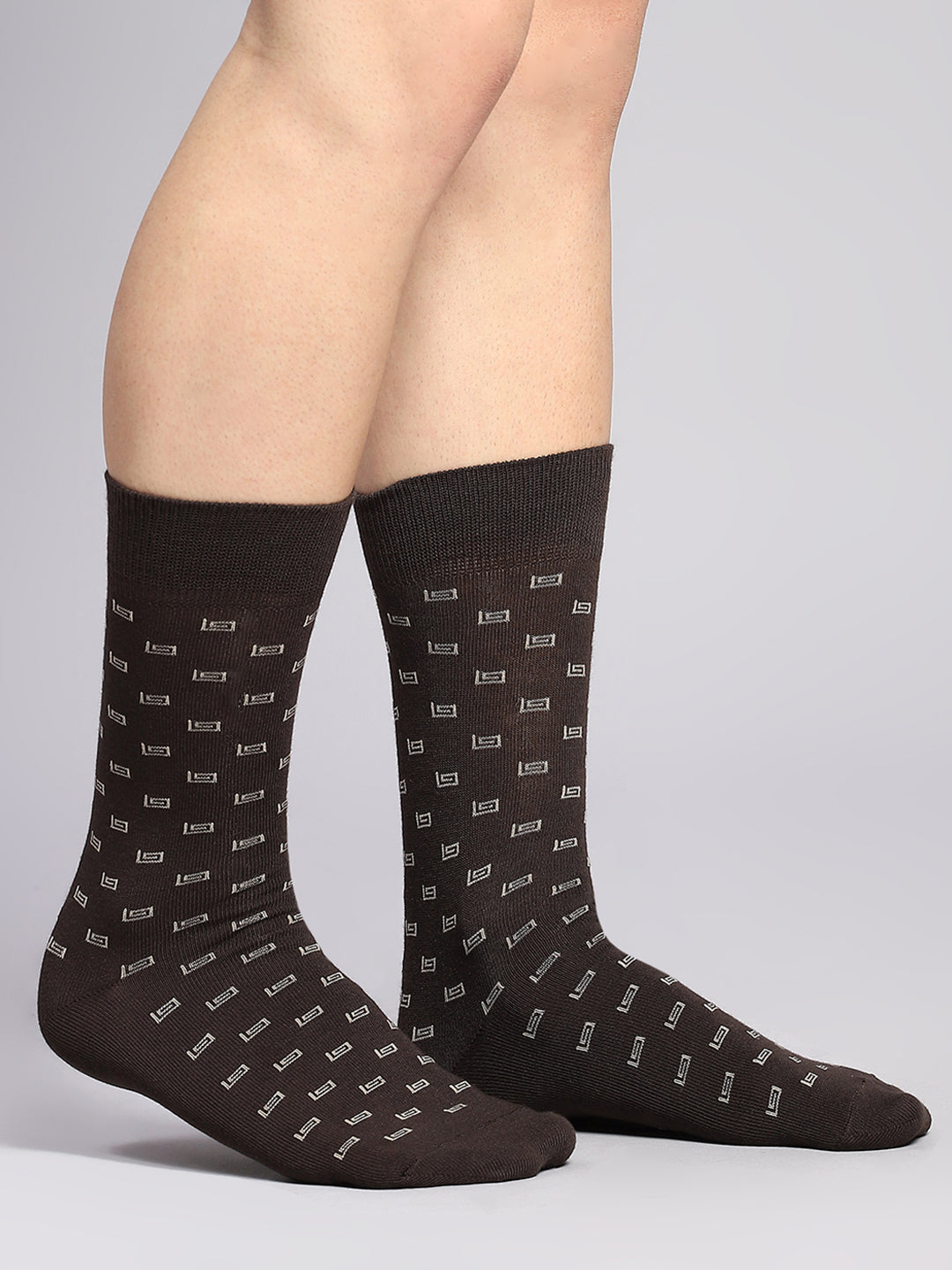 Men Cotton Blend Self Design Calf Length Socks (Pack of 3)