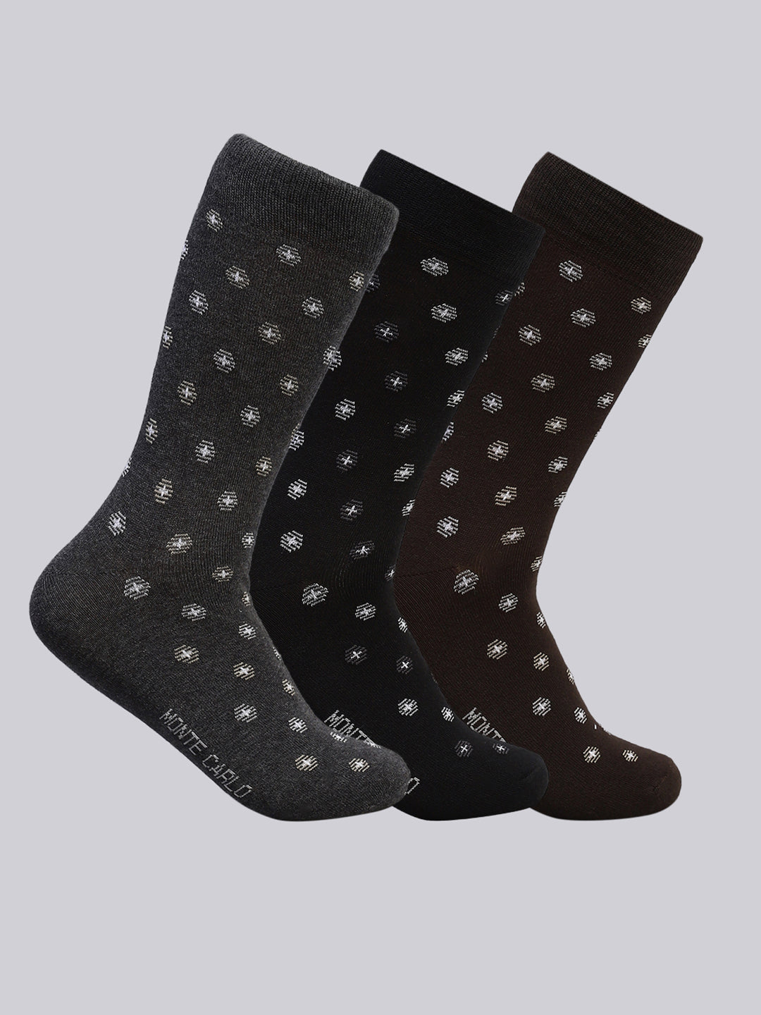 Men Cotton Blend Self Design Calf Length Socks (Pack of 3)
