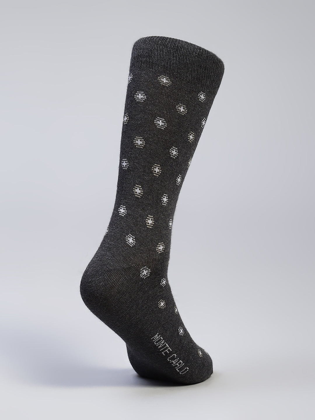 Men Cotton Blend Self Design Calf Length Socks (Pack of 3)
