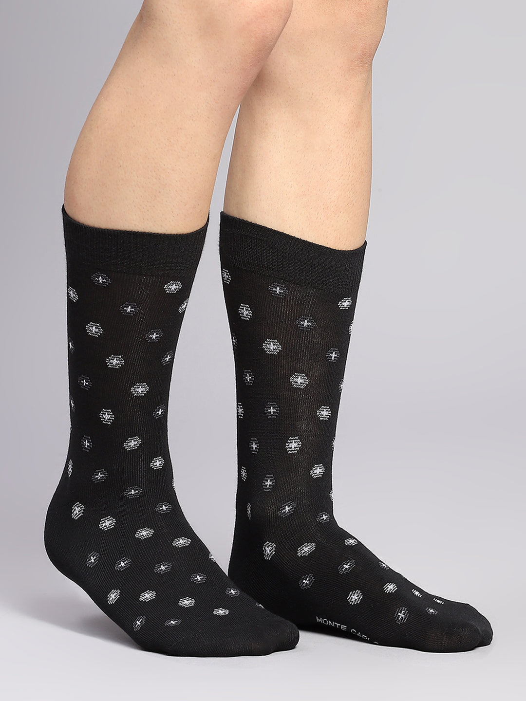 Men Cotton Blend Self Design Calf Length Socks (Pack of 3)