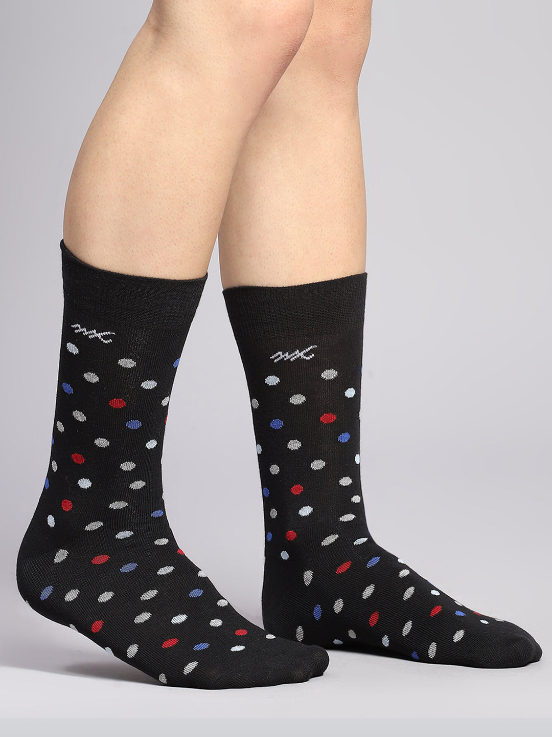 Men Cotton Blend Self Design Calf Length Socks (Pack of 3)