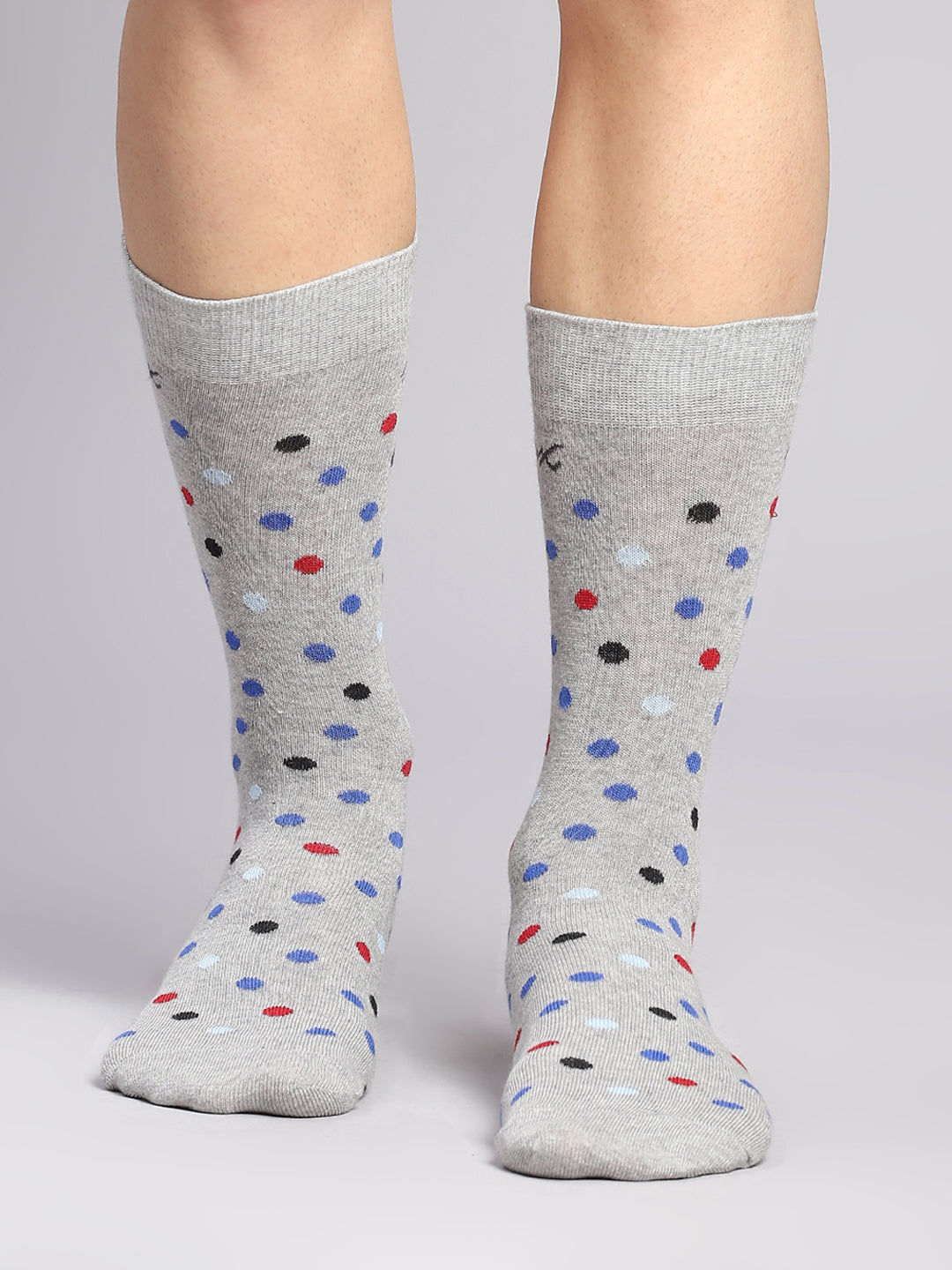 Men Cotton Blend Self Design Calf Length Socks (Pack of 3)