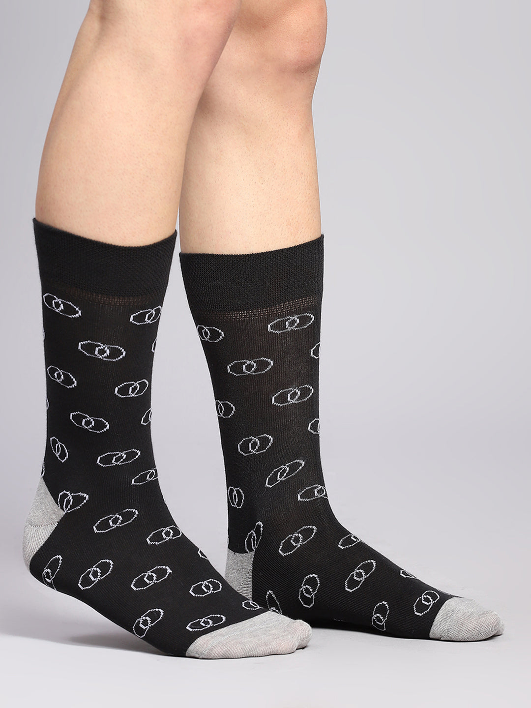 Men Cotton Blend Self Design Calf Length Socks (Pack of 3)