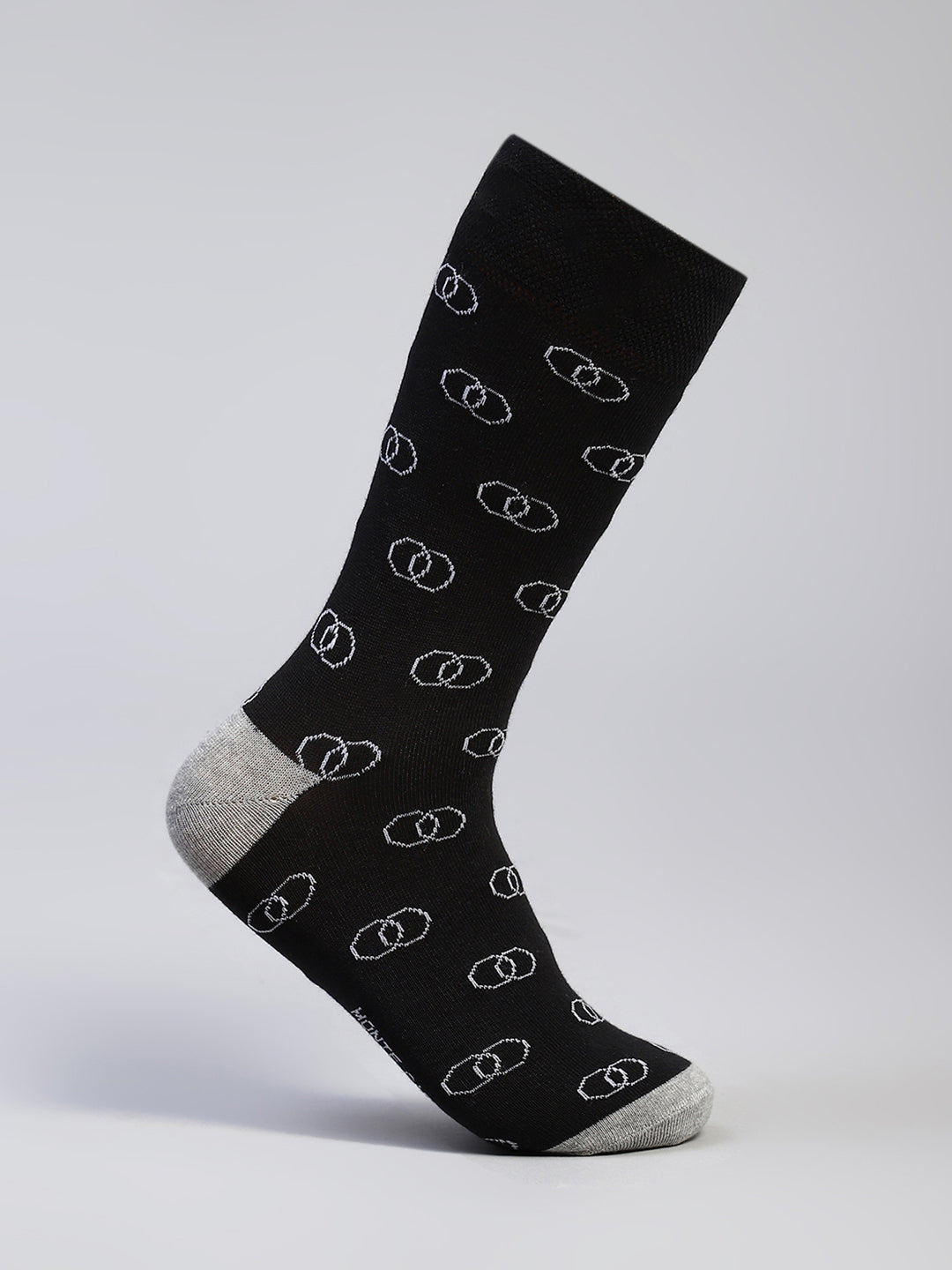 Men Cotton Blend Self Design Calf Length Socks (Pack of 3)