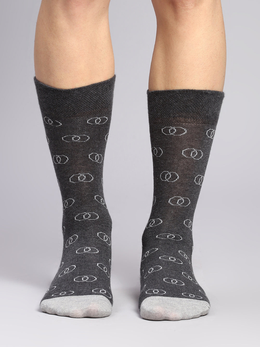 Men Cotton Blend Self Design Calf Length Socks (Pack of 3)