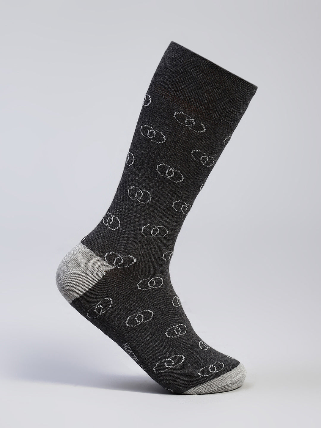 Men Cotton Blend Self Design Calf Length Socks (Pack of 3)