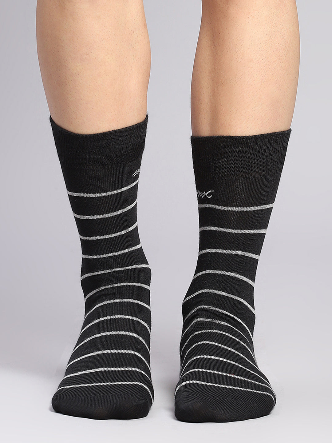 Men Cotton Blend Self Design Calf Length Socks (Pack of 3)