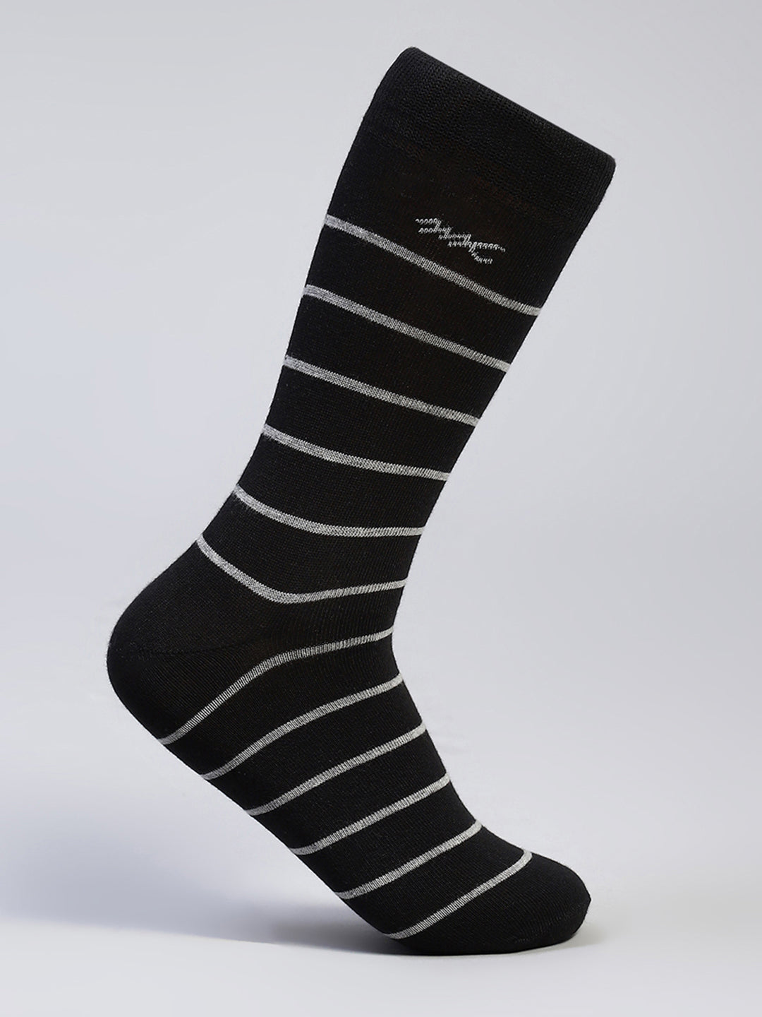 Men Cotton Blend Self Design Calf Length Socks (Pack of 3)