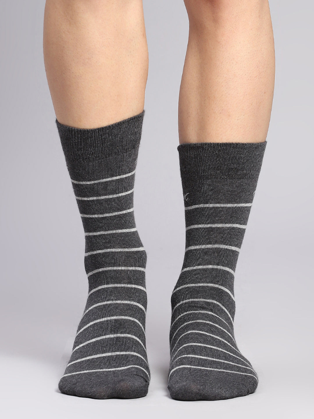 Men Cotton Blend Self Design Calf Length Socks (Pack of 3)