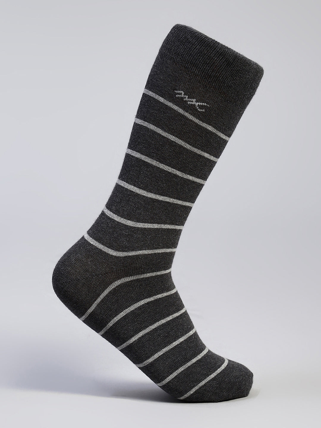 Men Cotton Blend Self Design Calf Length Socks (Pack of 3)