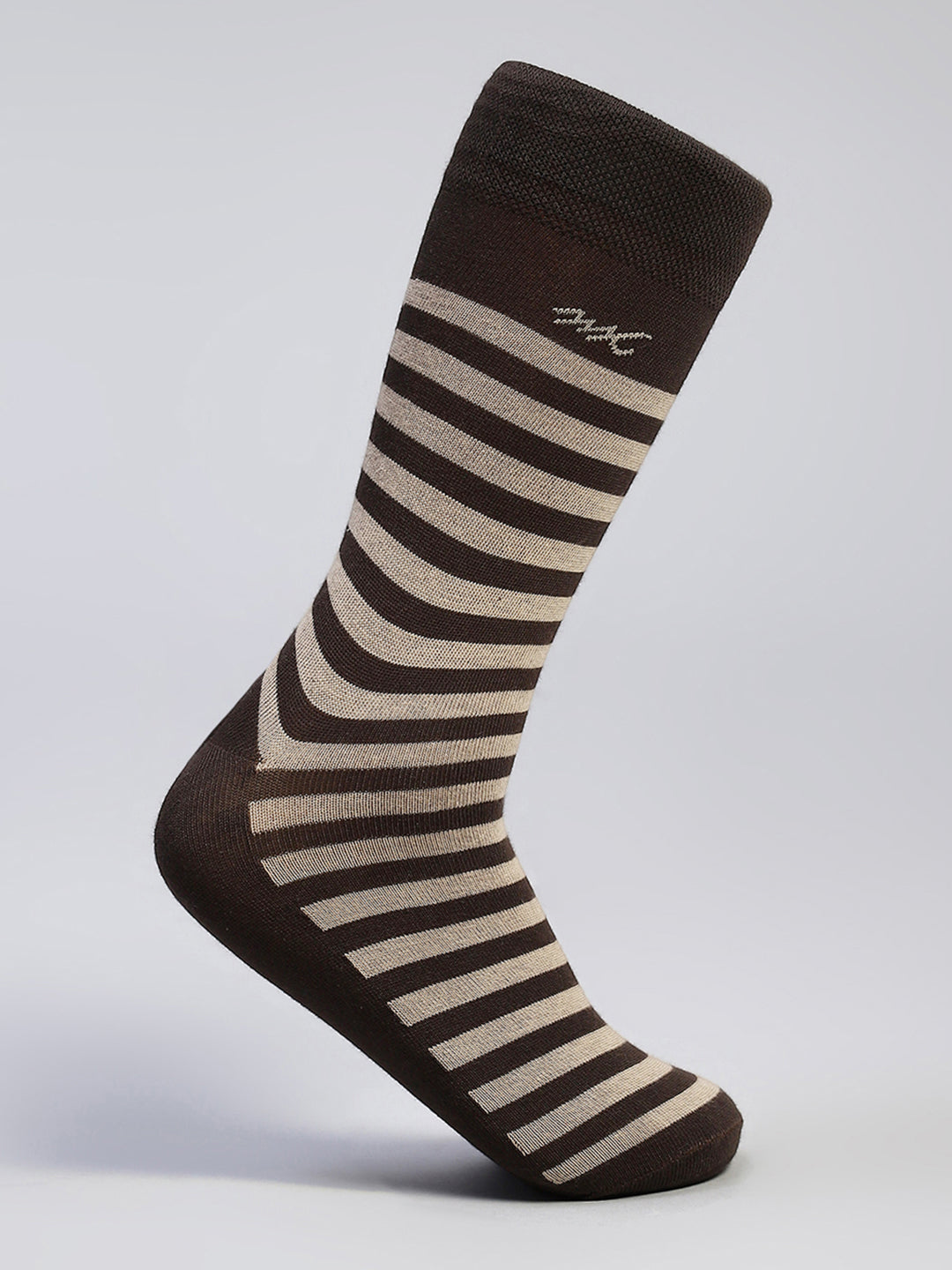 Men Cotton Blend Self Design Calf Length Socks (Pack of 3)