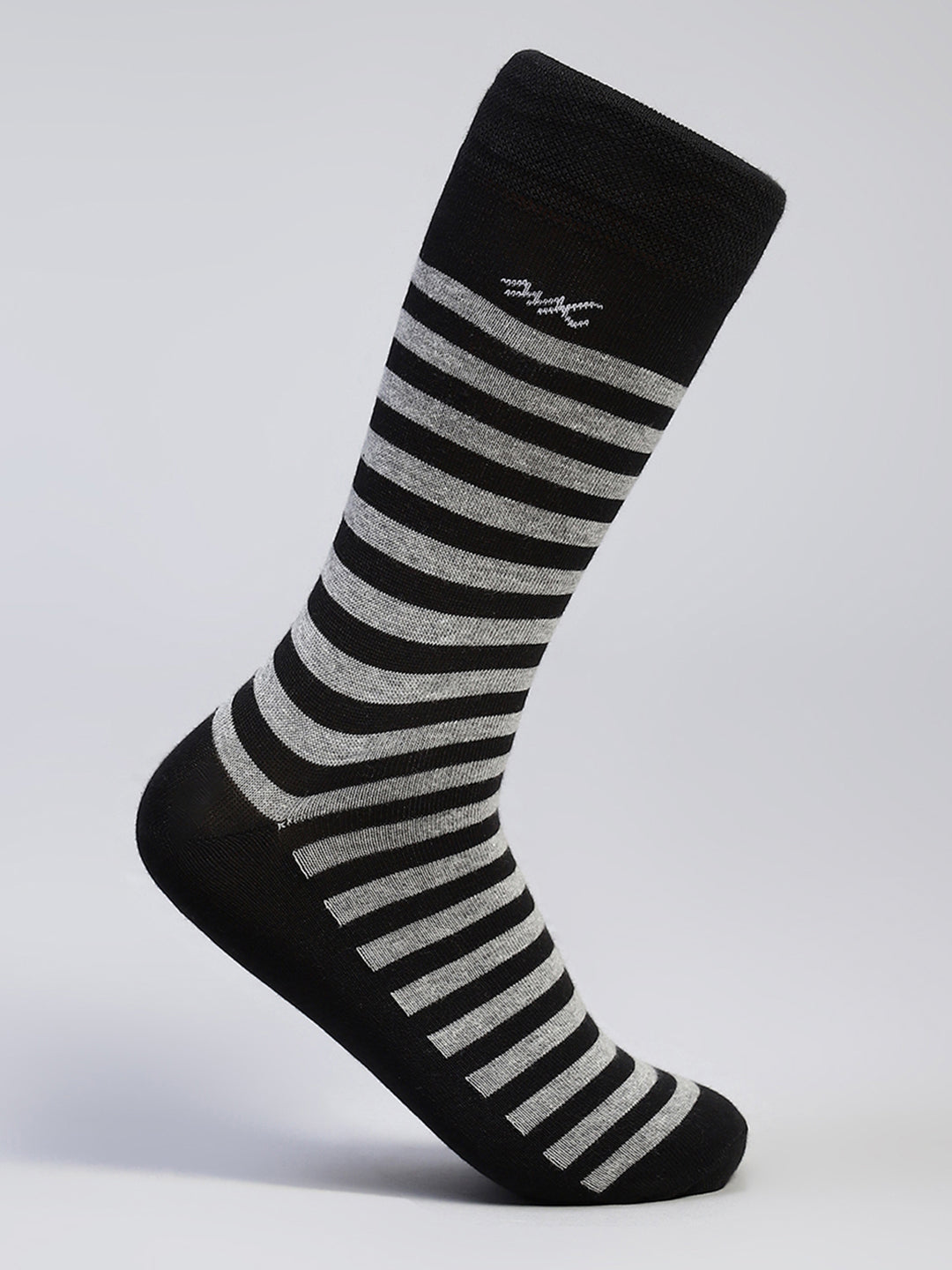 Men Cotton Blend Self Design Calf Length Socks (Pack of 3)