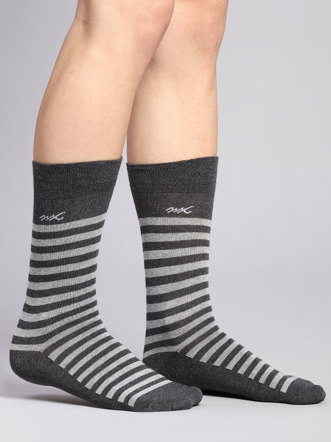 Men Cotton Blend Self Design Calf Length Socks (Pack of 3)