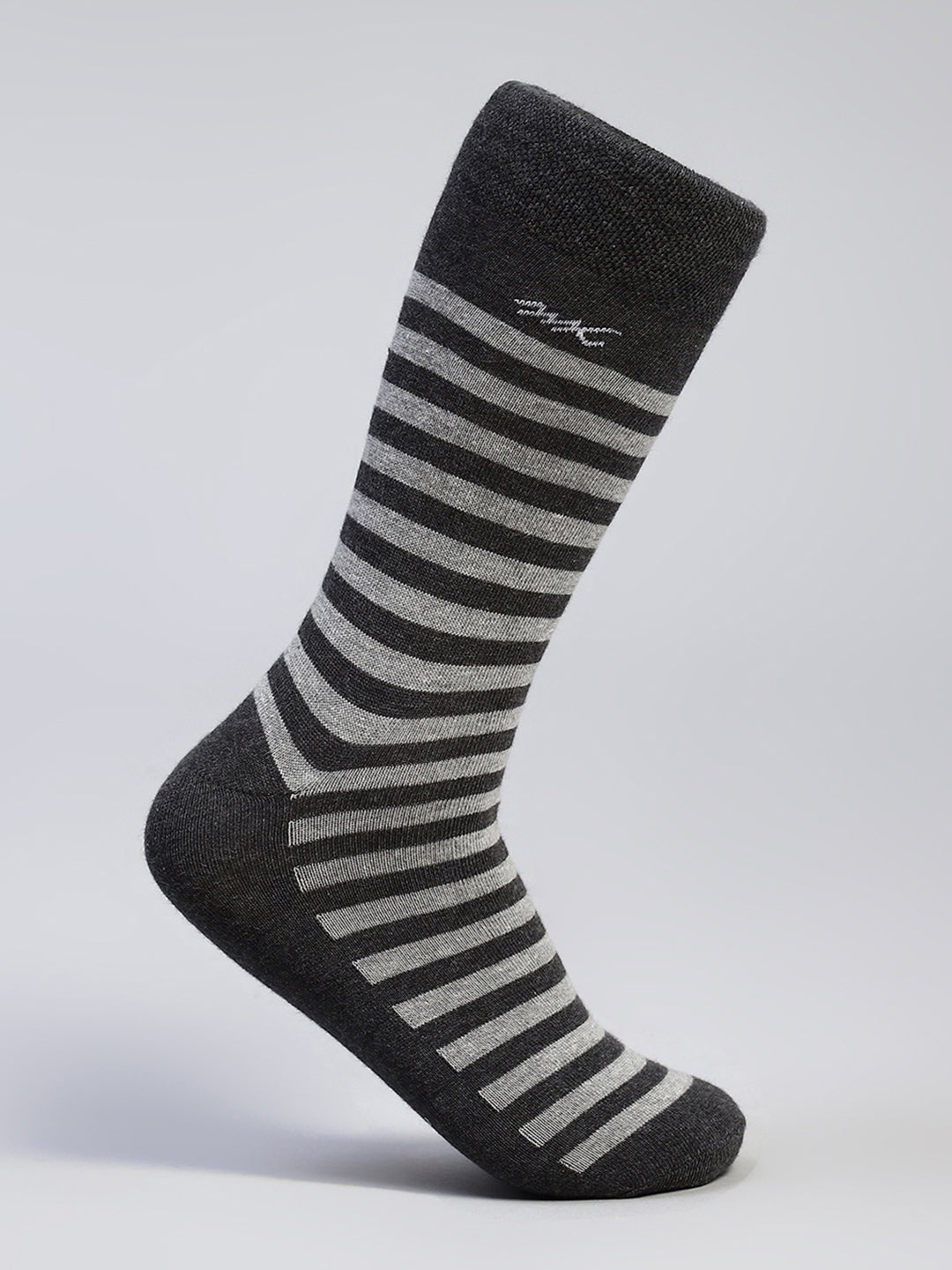 Men Cotton Blend Self Design Calf Length Socks (Pack of 3)