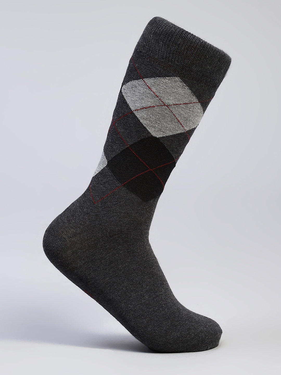Men Cotton Blend Self Design Calf Length Socks (Pack of 3)