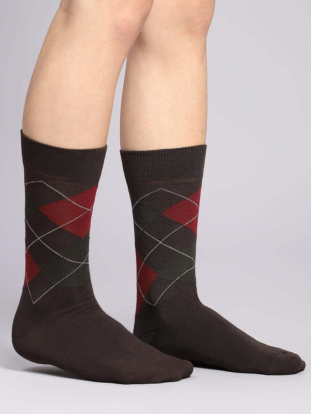 Men Cotton Blend Self Design Calf Length Socks (Pack of 3)