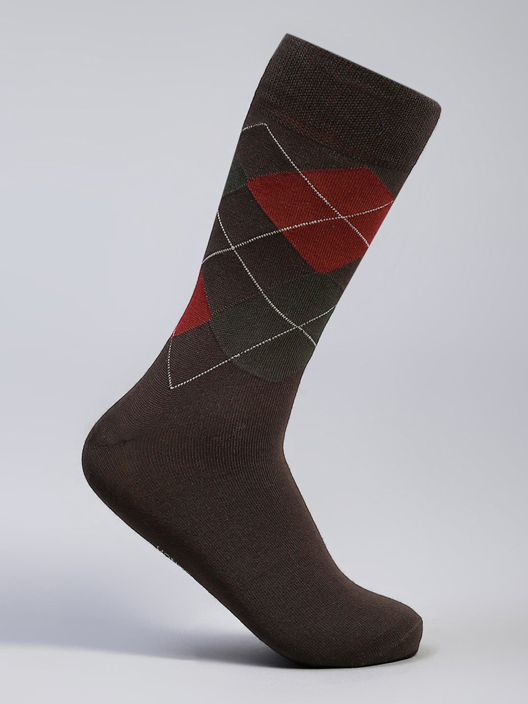 Men Cotton Blend Self Design Calf Length Socks (Pack of 3)