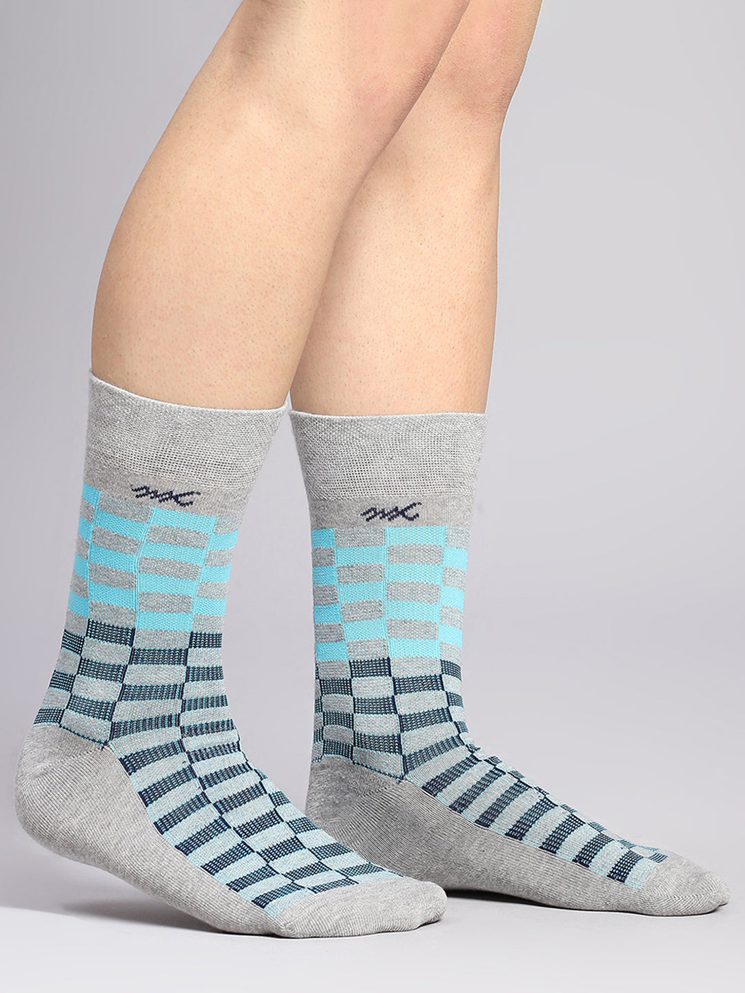 Men Cotton Blend Self Design Calf Length Socks (Pack of 3)