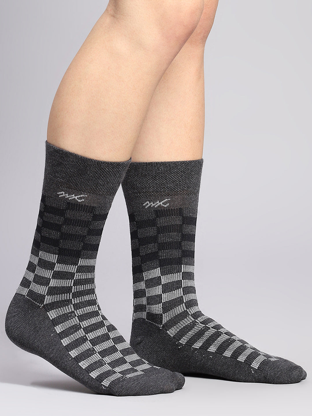 Men Cotton Blend Self Design Calf Length Socks (Pack of 3)