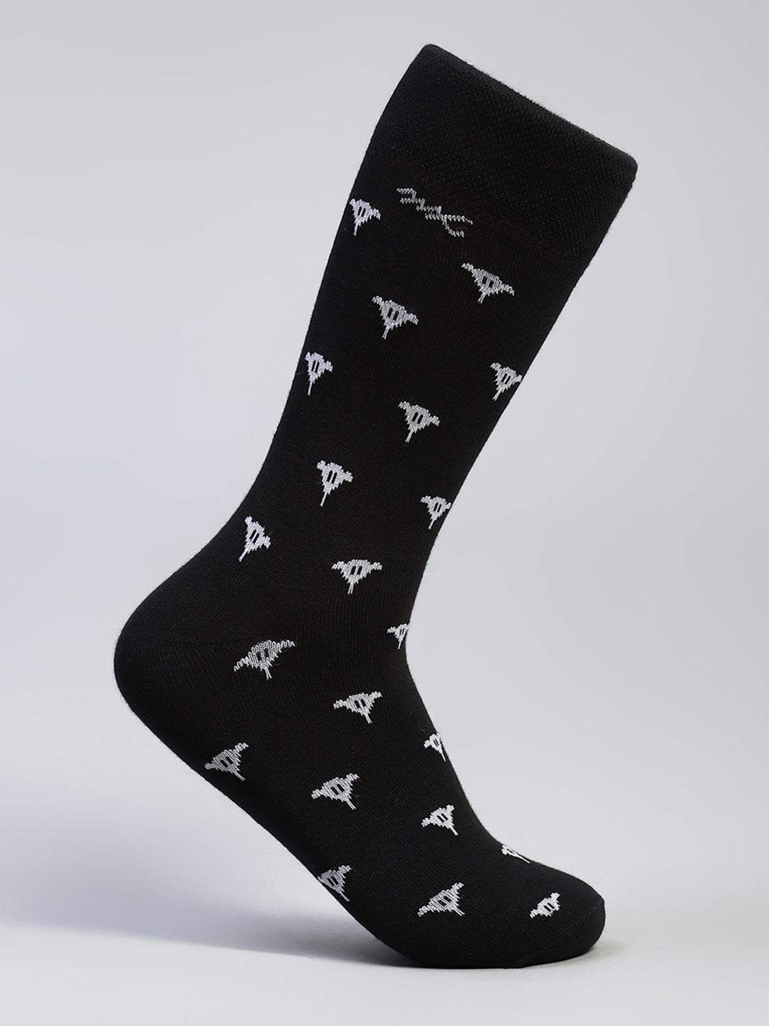 Men Cotton Blend Self Design Calf Length Socks (Pack of 3)