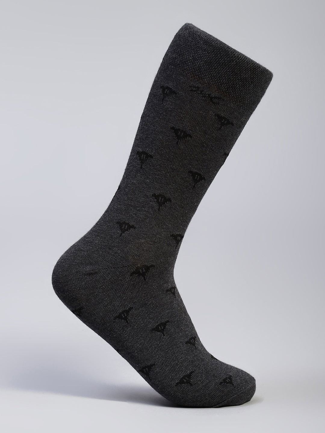 Men Cotton Blend Self Design Calf Length Socks (Pack of 3)
