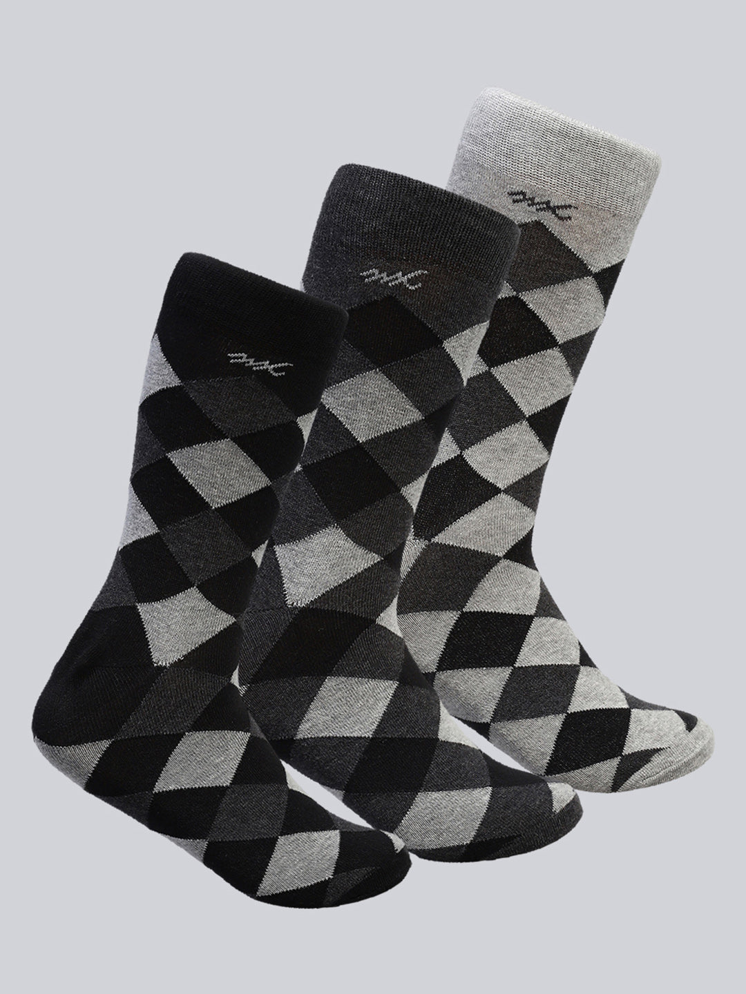 Men Cotton Blend Self Design Calf Length Socks (Pack of 3)