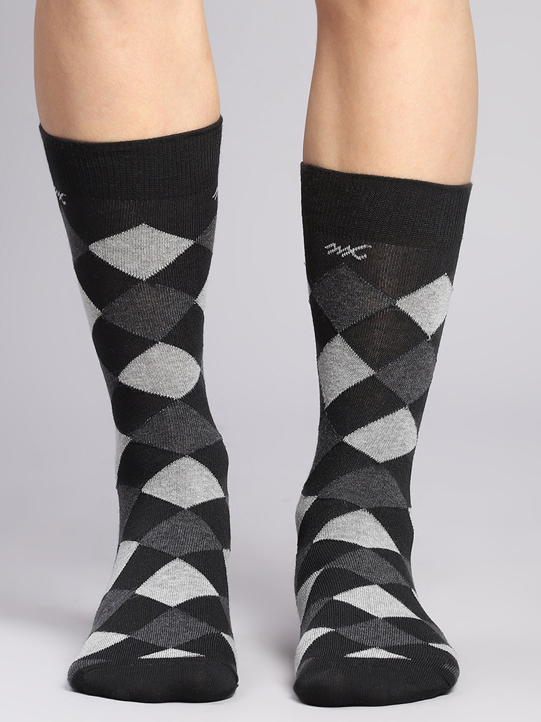 Men Cotton Blend Self Design Calf Length Socks (Pack of 3)