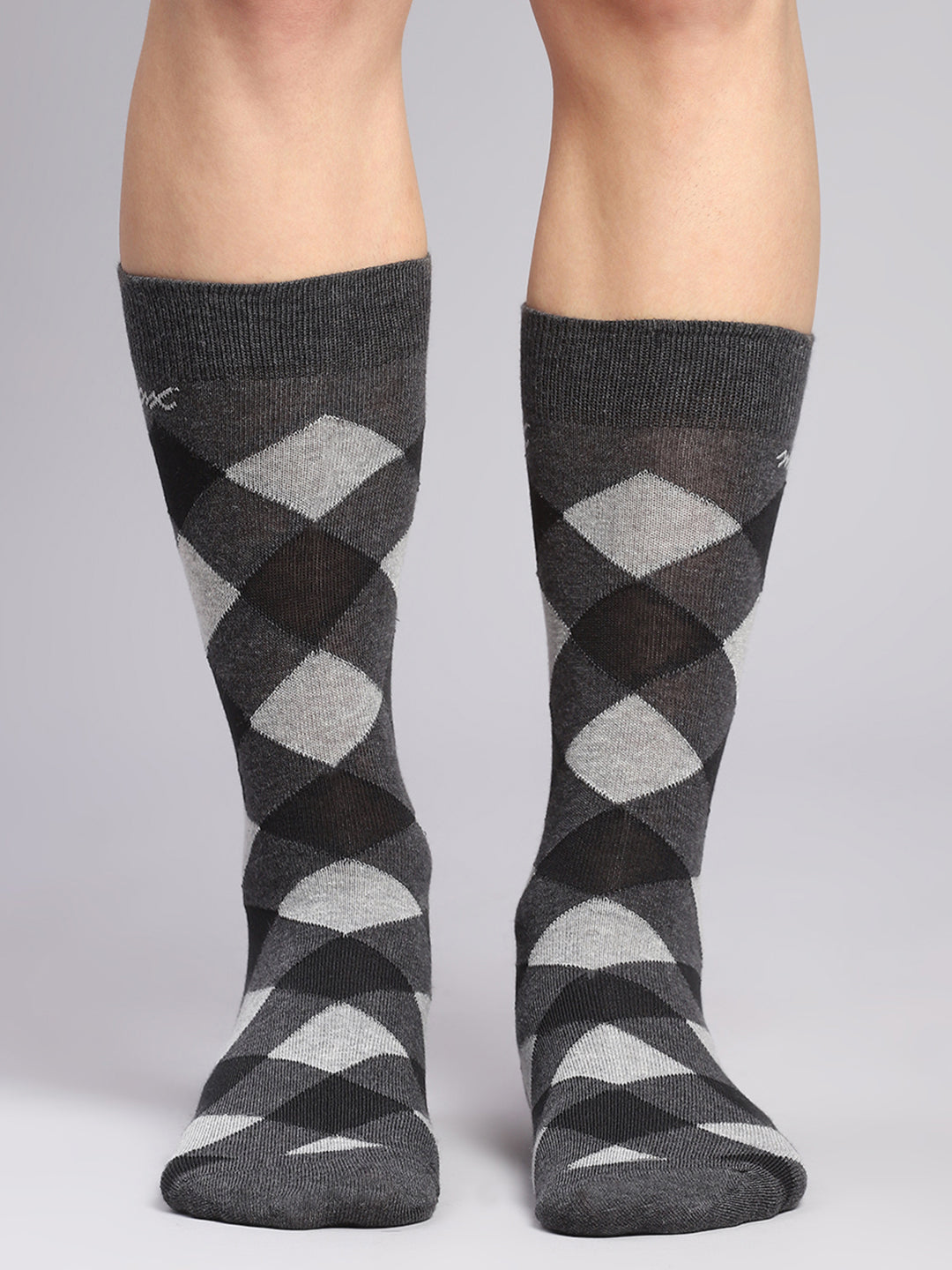 Men Cotton Blend Self Design Calf Length Socks (Pack of 3)