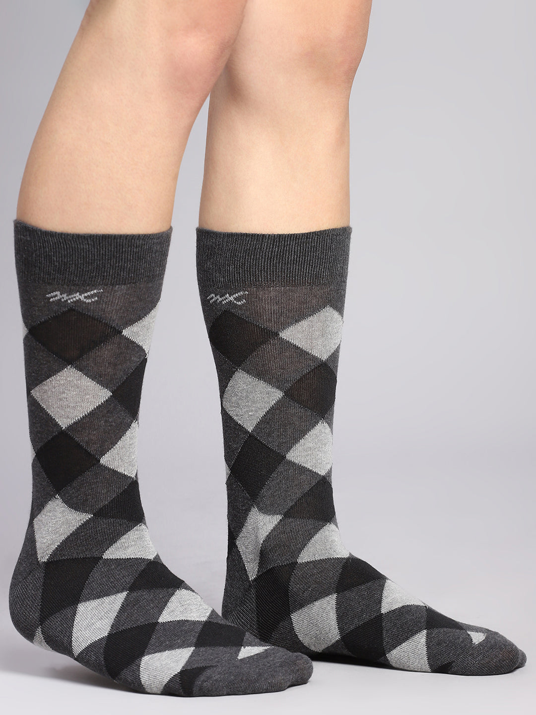 Men Cotton Blend Self Design Calf Length Socks (Pack of 3)